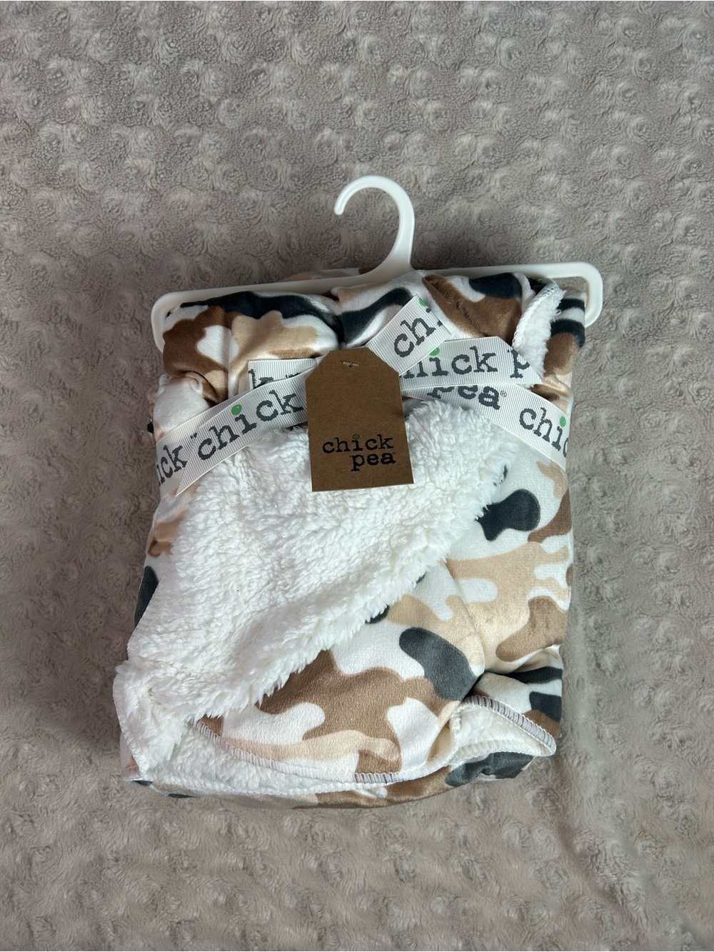 ChickPea Camouflage Baby Blanket Tan Brown White Gray Camo Sherpa Security Lovey